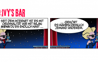 Cocktailbar. Nacht. Sterne wie Stiche im Dunkel, der Vorhang blutrot. Ivy an der Theke, nicht so durchsichtig wie ihr Kleid. Gedanken fallen aus ihrem Kopf, klar wie Schnaps: „Seit dem Internet“, so unkt sie, „ist es mit Originalität wie mit WLAN: Wenn du es endlich hast …“ Ein Moment, Stille, dann ein kaltes Lächeln: „… gehört es wahrscheinlich jemand anderem.“ Ivy, noch unentschlossen, wem sie in dieser Nacht gehören möchte, bleibt selbst die schärfste Kante.