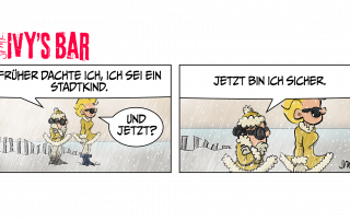 Während Nieselregen und Wind ihnen ins Gesicht peitschen, grummelt Gina: „Früher dachte ich, ich sei ein Stadtkind.“ Ivy (neugierig): „Und jetzt?“ Gina (lakonisch): „Jetzt bin ich sicher.“